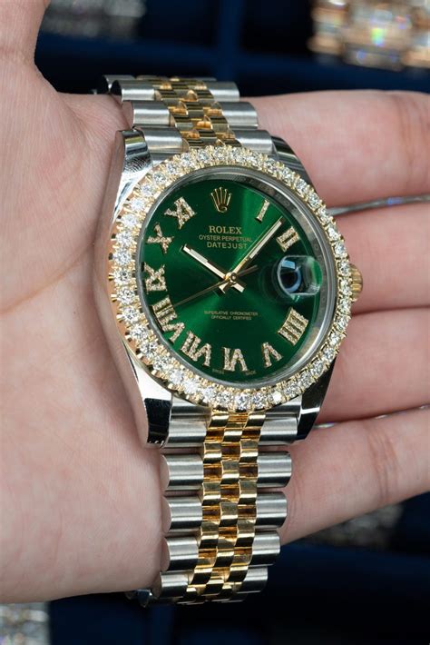 rolex datejust green diamond